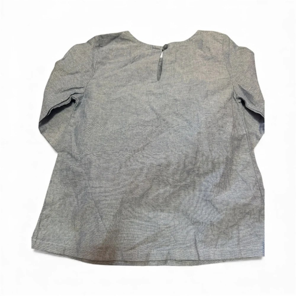 Carter's Gray Denim Ruffle Long Sleeve Top